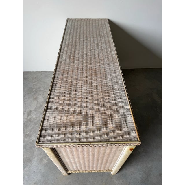Vintage Coastal Henry Link Woven Wicker 6-Drawer Dresser/ Sold For Sale - Image 9 of 12