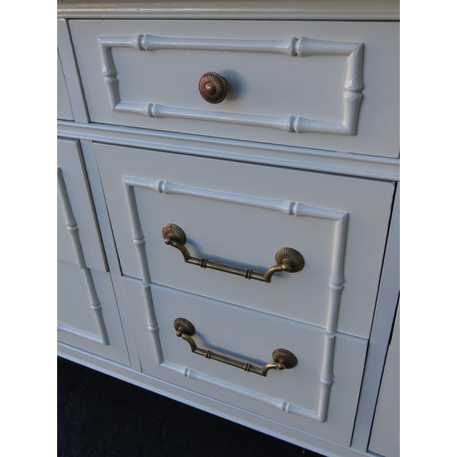 Thomasville Hollywood Regency Faux Bamboo Painted Long Sideboard Dresser 6645 For Sale - Image 12 of 18