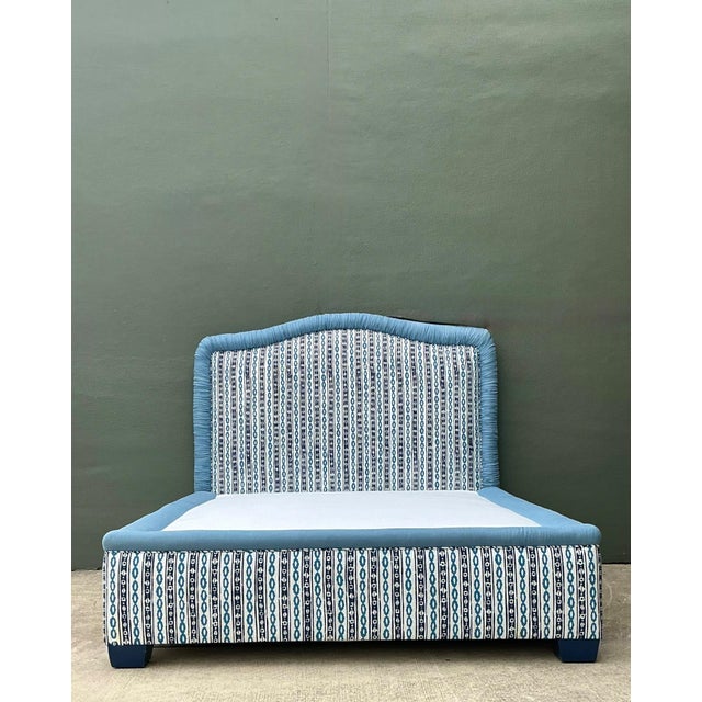 Mid-Century Modern Vintage Upholstered Queen Bed Frame For Sale - Image 3 of 13