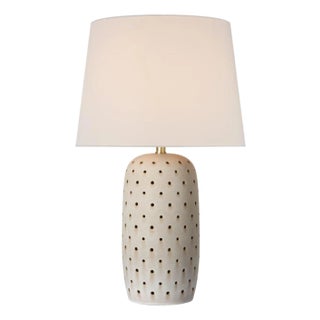 Chapman & Myers by Visual Comfort Signature Samara 30" Table Lamp in Dusted Stone with Linen Shade For Sale