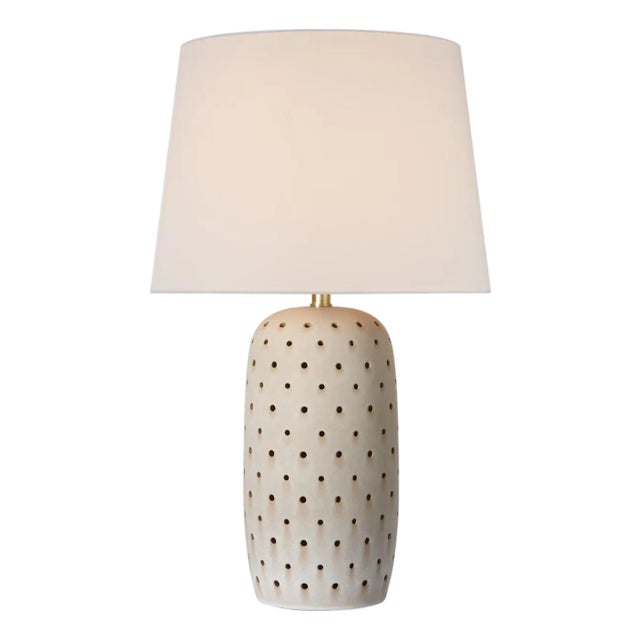 Chapman & Myers by Visual Comfort Signature Samara 30" Table Lamp in Dusted Stone with Linen Shade For Sale