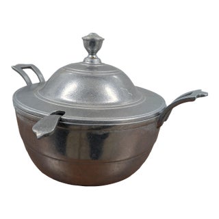 1960s Wilton Armetale Plough Tavern Hollowware Satin Pewter Soup Tureen Lid & Ladle For Sale