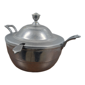 1960s Wilton Armetale Plough Tavern Hollowware Satin Pewter Soup Tureen Lid & Ladle