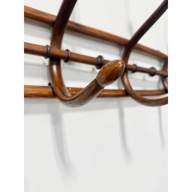 French Faux Bamboo Bentwood Wall Coat Rack, Thonet-Style, Late 19th For Sale - Image 10 of 11