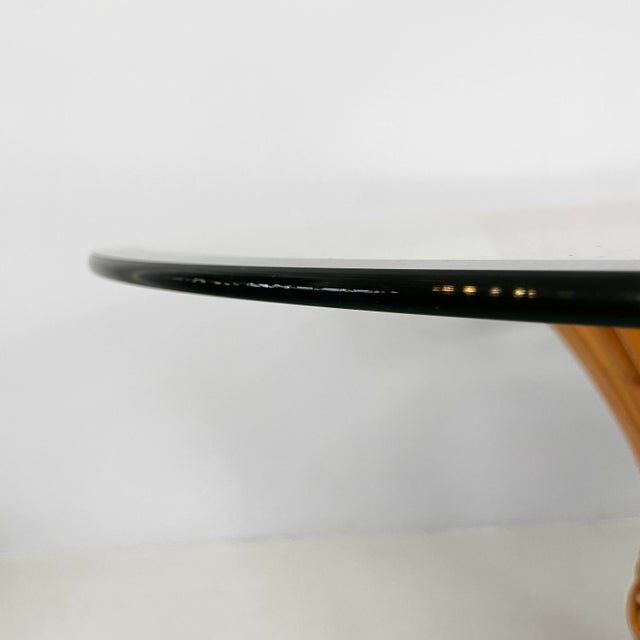Modern Bamboo and Glass Round Dining Table attributed to McGuire, Usa,1970s For Sale - Image 3 of 18