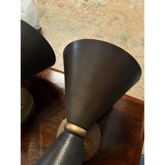 Metal Vintage Brass and Metal Bowtie Sconces, Pair For Sale - Image 7 of 8