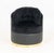 Luxxu "Otto" Black Velvet and Leather Arm Chair, with brass circular base. 30.5" H x 25" W x 31" D; seat: 17" H....