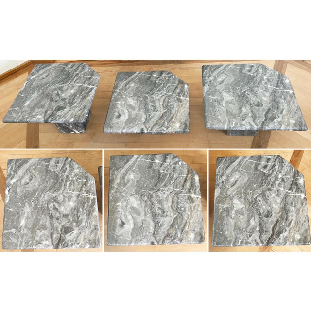 Postmodern Postmodern Italian Vintage Grey and Cream Marble Nesting Tables-- Set of 3 For Sale - Image 3 of 14