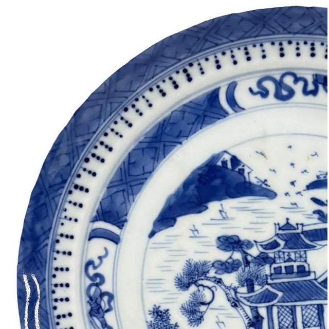 Antique 19th Century Chinese Nanking Export Porcelain Plate & Stand For Sale - Image 4 of 13