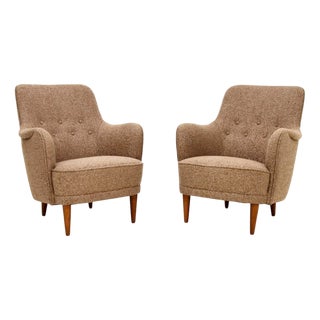 Vintage Swedish Samsas Armchairs attributed to Carl Malmsten, 1960, Set of 2 For Sale