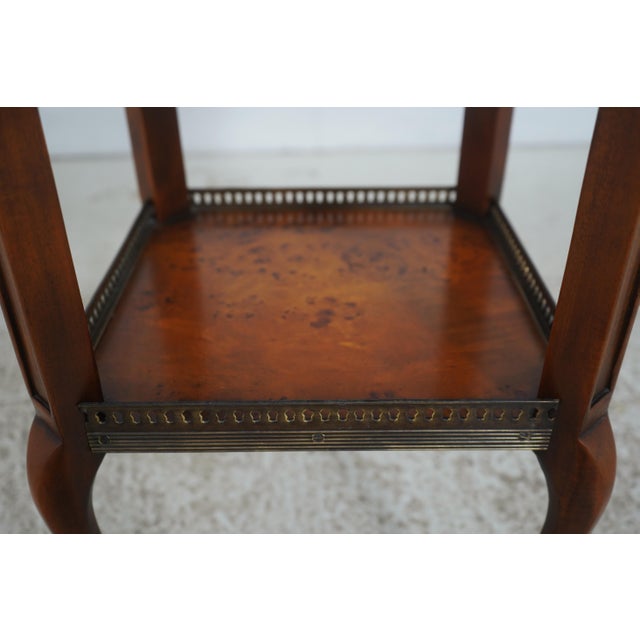 Wood Theodore Alexander Burl Mahogany 2 Tier Plant Stand For Sale - Image 7 of 15