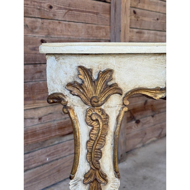 Late 19th Century Late 19th Century Italian Hand-Carved Giltwood and Painted Console Table in the Rococo Revival Style For Sale - Image 5 of 12