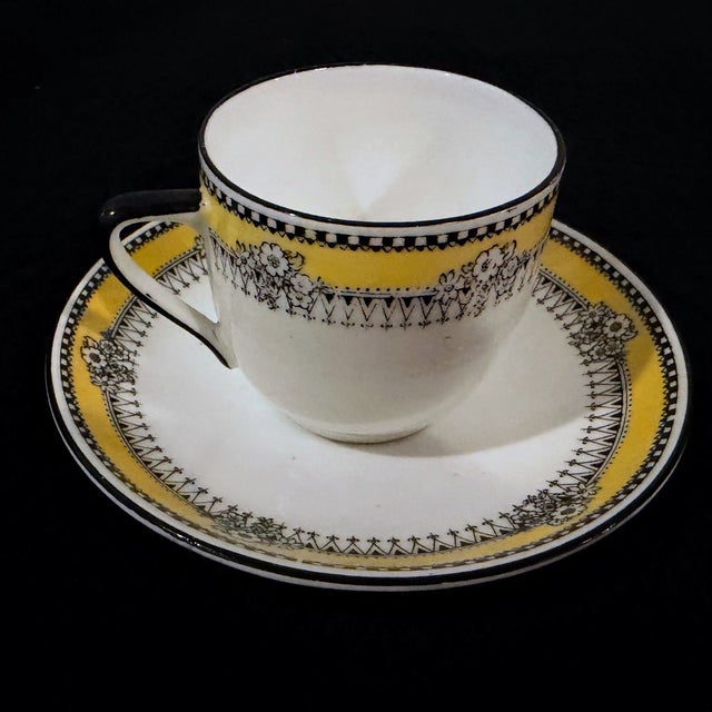 Canary Yellow 1910s Art Deco Royal Albert Crown China Tea Service - Set of 3 For Sale - Image 8 of 18