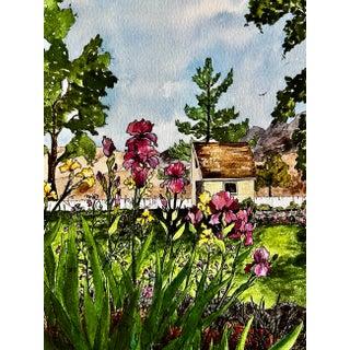 “Larkspur Hill Flower Shop”Watercolor Ink and Wash Painting Giclee Print For Sale