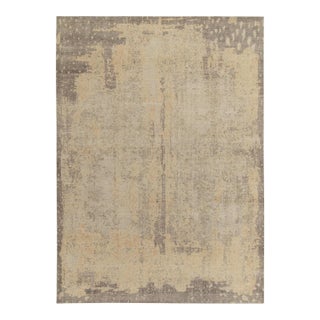 Distressed Style Modern Rug in Gray & Beige Abstract Pattern by Rug & Kilim For Sale