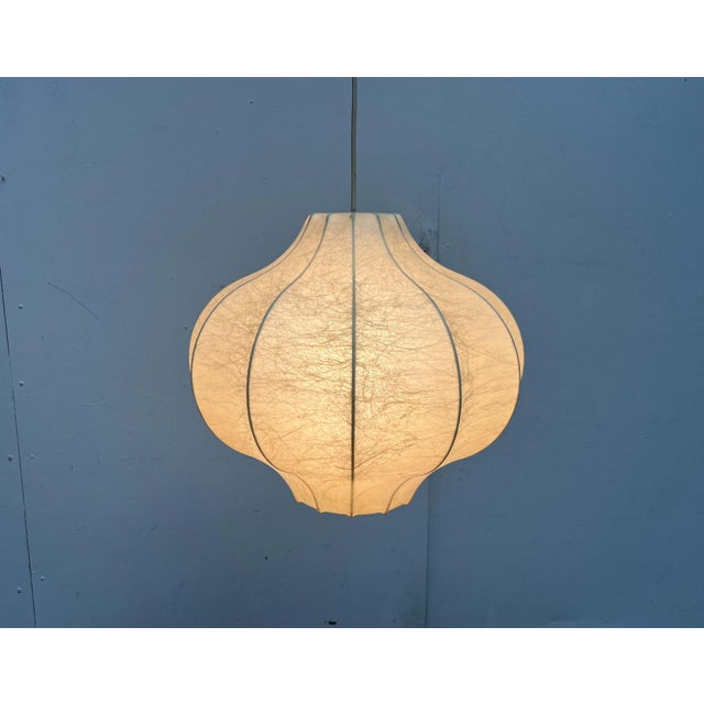 Beige Mid-Century Modern Cocoon Pendant Lamp by Friedel Wauer for Goldkant Leuchten, 1960s For Sale - Image 8 of 18