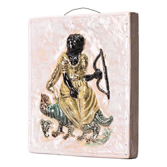 Ceramic Plaque by Paul Pouchol, Vallauris, 1950s For Sale