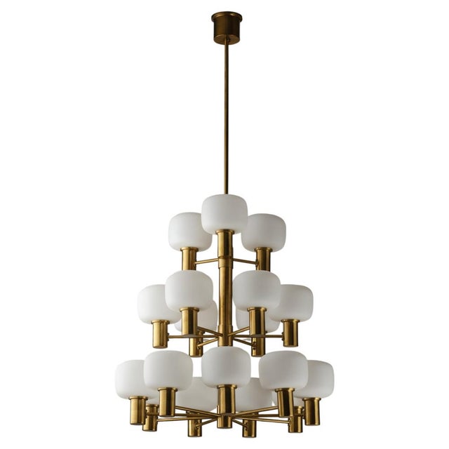 Swedish Brass Chandelier attributed to Fagerhults, 1960s For Sale - Image 10 of 10