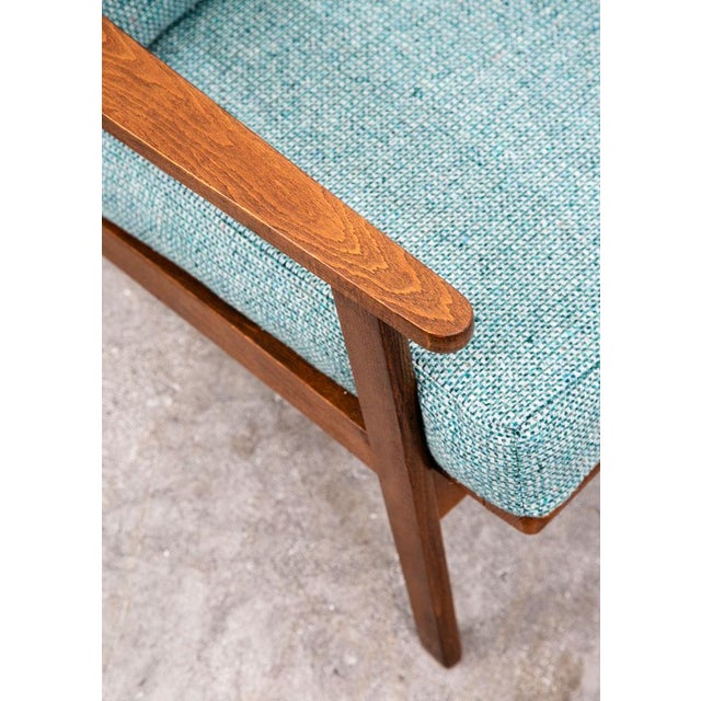 Mid Century Danish Modern Lounge Chair Armchair Blue Aqua Arms MCM Denmark Japan For Sale - Image 11 of 12