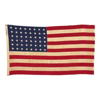 Vintage Cotton American Flag With 48 Sewn Stars For Sale