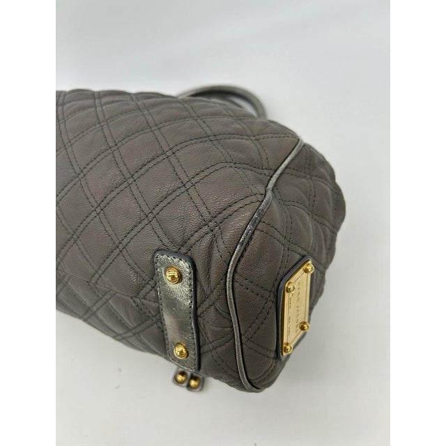 Gray Mid 20th Century Marc Jacobs Gray Quilted Leather Gold Stam Bag For Sale - Image 8 of 11