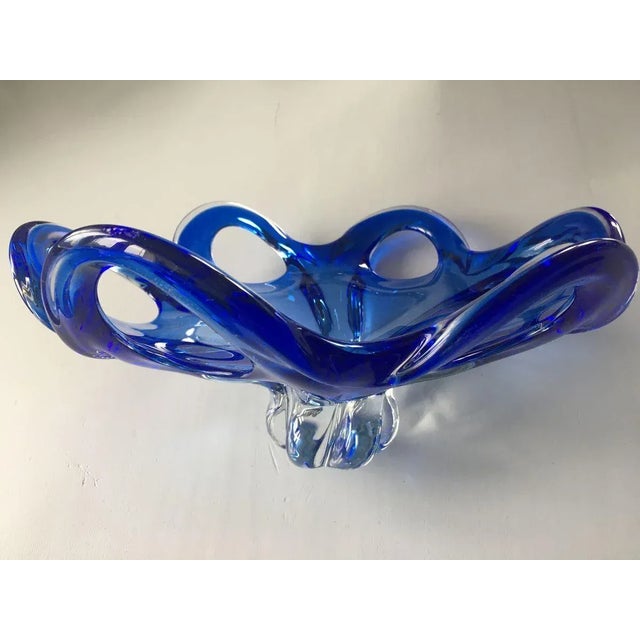 Vintage Blue and White Murano Glass Bowl, 1950s For Sale - Image 16 of 18