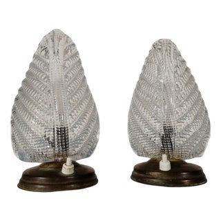 Art Deco Murano Glass Lamps, 1950s, Set of 2 For Sale