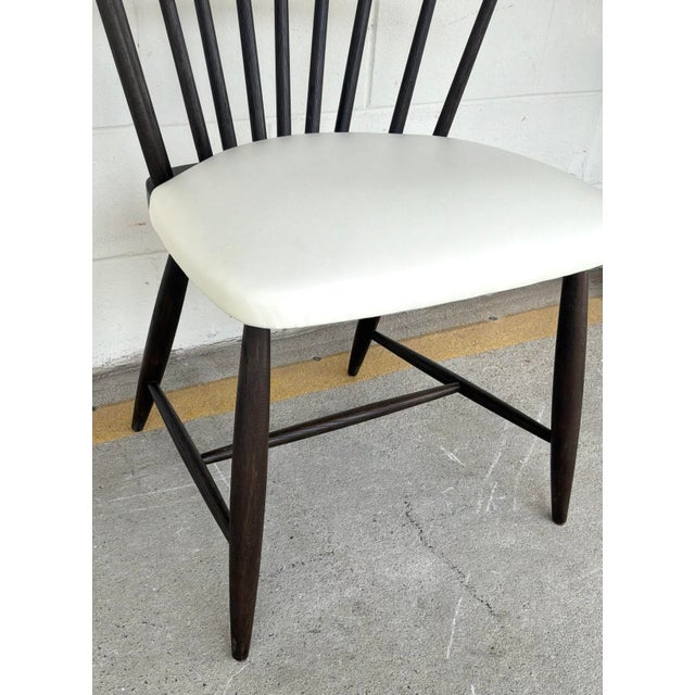 2020s Revelation Modern White Leather Windsor Low Country Dining Chairs Set of 4 For Sale - Image 5 of 7