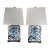 Contemporary Ralph Lauren Blue and White Petite Square Lamps With Dragon Design and Square Fabric Shades - A Pair For Sale
