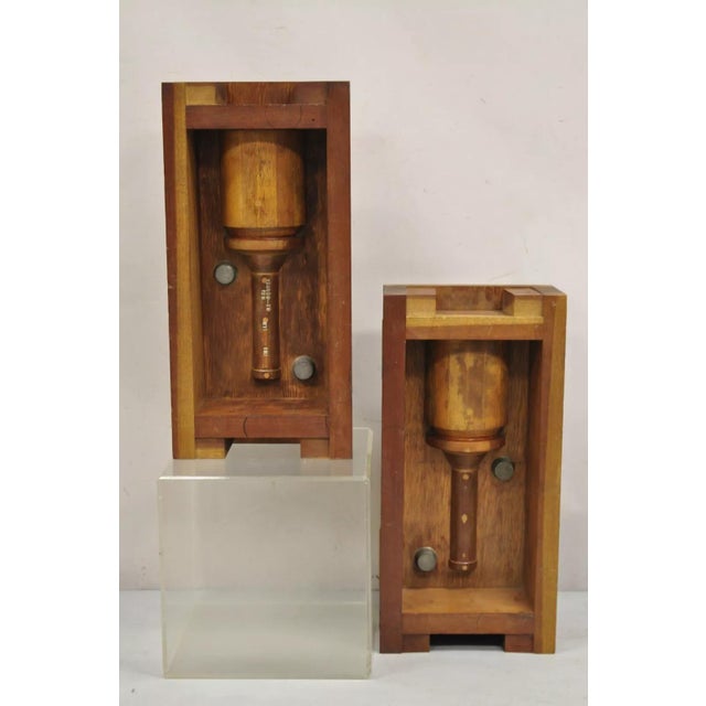 Vintage Industrial Foundry Large Wooden Block Mold Architectural Salvage from Valcor Engine Corp - a Pair. Approx 30 lbs...