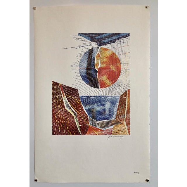 Abstract M. Peter Piening, Pencil Signed Abstract Geometric Graphic Design Lithograph Print, Bauhaus Artist, 1968 For Sale - Image 3 of 3