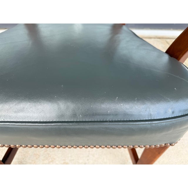 Vintage Blue Leather Office Chair With Nailhead Trim For Sale - Image 14 of 14