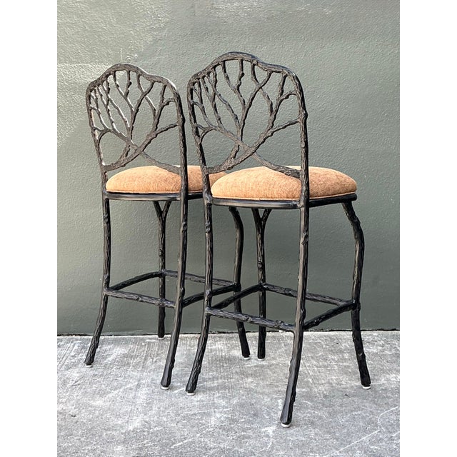 Vintage Veneman Cast Aluminum Branch Barstools. - A Pair For Sale - Image 11 of 12