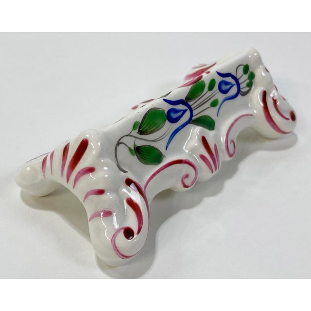 Antique Hand-Painted French Porcelain Knife Rests, Set of 6 For Sale - Image 10 of 11