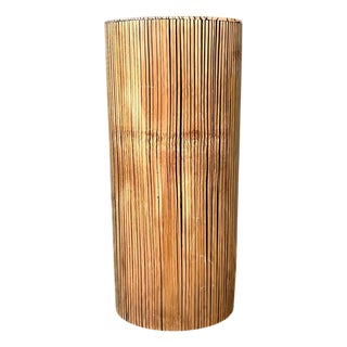Vintage Coconut Shell Cylindrical Umbrella Stand For Sale