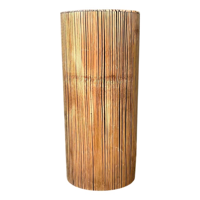 Vintage Coconut Shell Cylindrical Umbrella Stand For Sale