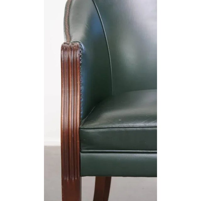 English Green Cowhide and Wooden Chair For Sale - Image 10 of 16