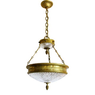 Vintage Sherle Wagner Empire Style Bronze and Cut Crystal Chandelier For Sale