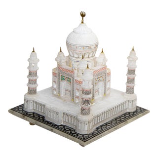 Taj Mahal White Marble Hand-Crafted Collectible Replica For Sale