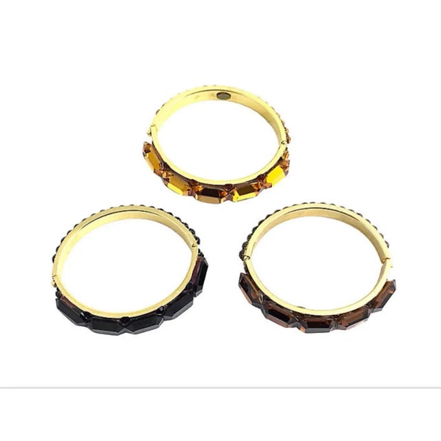 1980s Wendy Gell Yellow, Brown, and Black Bangles, Earrings, Brooch Jewelry Set - 6 Pieces For Sale In Miami - Image 6 of 11