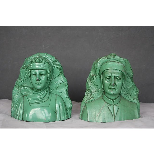 Metal Vintage Dante & Beatrice Jennings Brothers Bookends - a Pair For Sale - Image 7 of 8