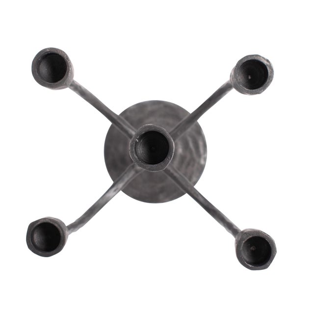 Asher Sculpted Cast Aluminum Five Arm Candle Holder- Ebony For Sale In Chicago - Image 6 of 11