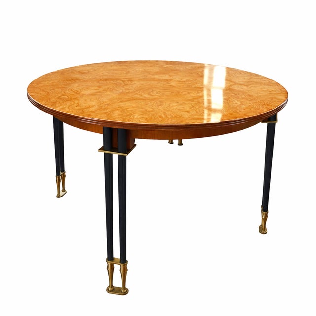 Metal Vintage French Round Lacewood Salon Table by Jean-Rémy Couradette, 2001 For Sale - Image 7 of 7