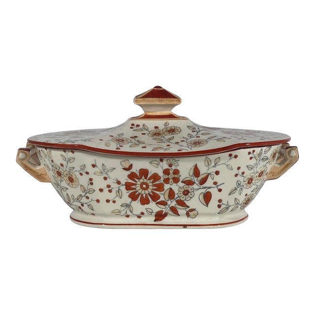 Antique Ridgways Persia Covered Tureen, Staffordshire England, Chinoiserie Decor For Sale