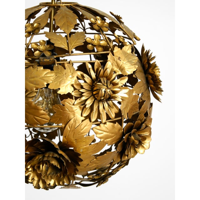 Regency Floral Spherical Metal Ceiling Lamp, 1970s For Sale - Image 14 of 18