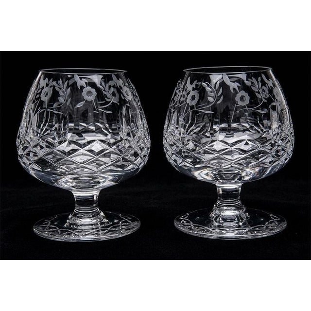 Vintage Rogaska Floral Cut Crystal Cognac Glasses Brandy Snifters - Set of 8 For Sale - Image 4 of 6
