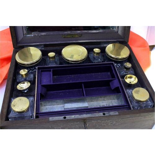 Suitcase with Gold Sewing Set For Sale - Image 5 of 10