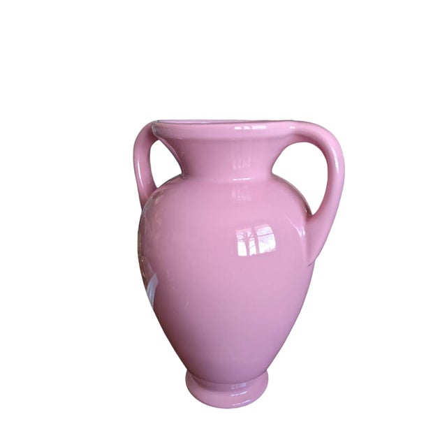 1980s Postmodern Pink Urn Vessel With Handles For Sale - Image 9 of 11
