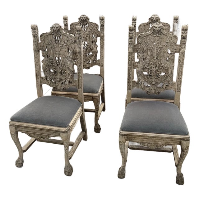 1900s Antiques Four Chairs With Faces For Sale