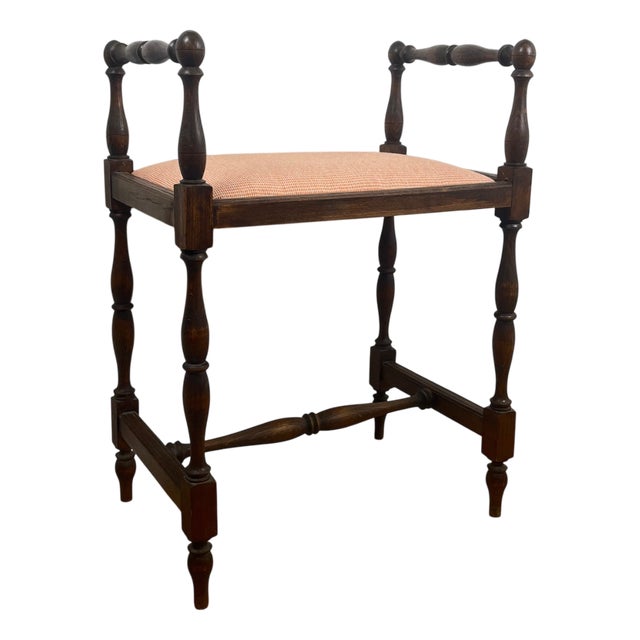 Small Traditional English Bench with Side Armrests, 1950s For Sale